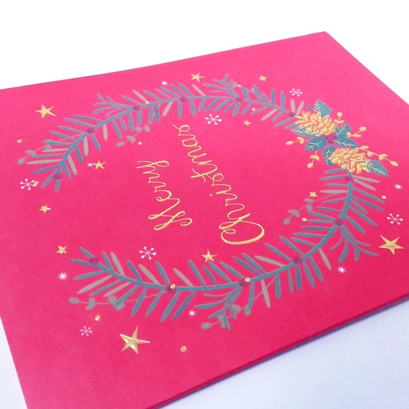 🎄 CHRISTMAS SALE! 🎄 10PC Papyrus Wreath Christmas Cards with Envelopes, Seals - Picture 2 of 15